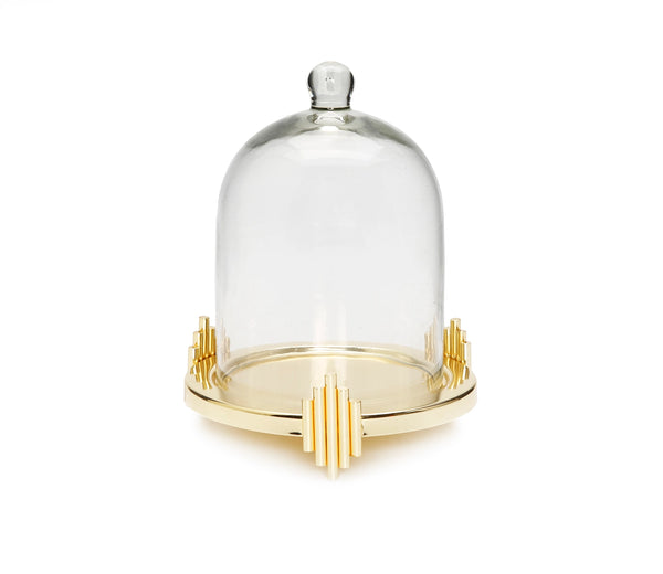 Glam Style Glass Dome Candle Holder Gold Leaf Design