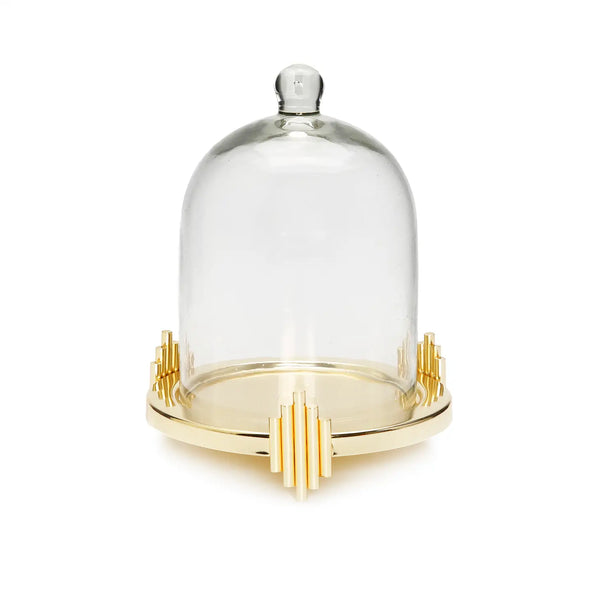 glam style Glass Dome Candle Holder Gold Leaf Design