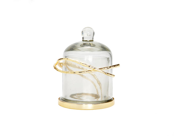 glam style Glass Dome Match Holder with Gold Twig Design