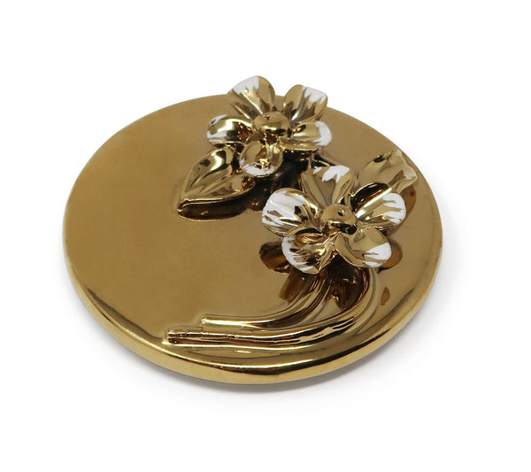 glam style Gold Decorative Candle With Flower Design Lid