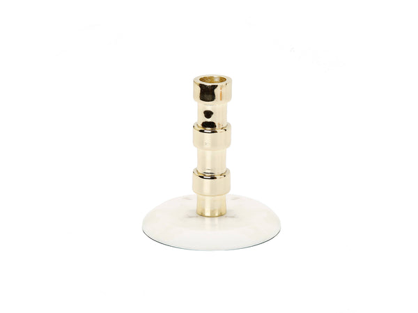 glam style Gold Taper Candle Holder On Marble Base: Short