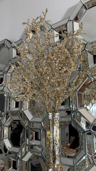 Glam Style Holiday Champagne Crystal Stem Spray - Rose Gold (set Of 2)