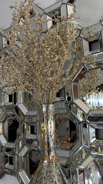 Glam Style Holiday Champagne Crystal Stem Spray - Rose Gold (set Of 2)