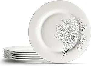 glam style Holiday White Dinner Plate with branches design