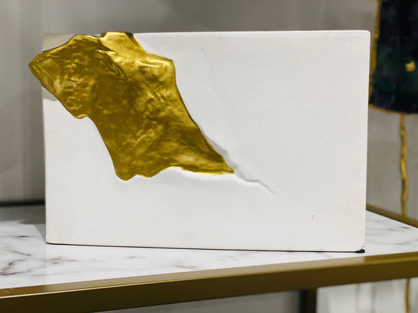 glam style Home Décor White and gold Ceramic Vase - Small