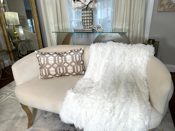 glam style Ivory Velvet with Gold Beads Lumbar Pillow Cover 14"x20"