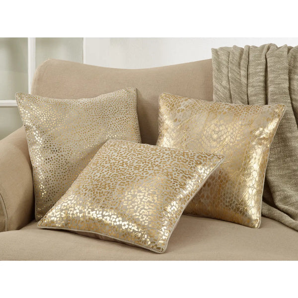 Glam Style Leather Throw Pillow With Leopard Foil Print