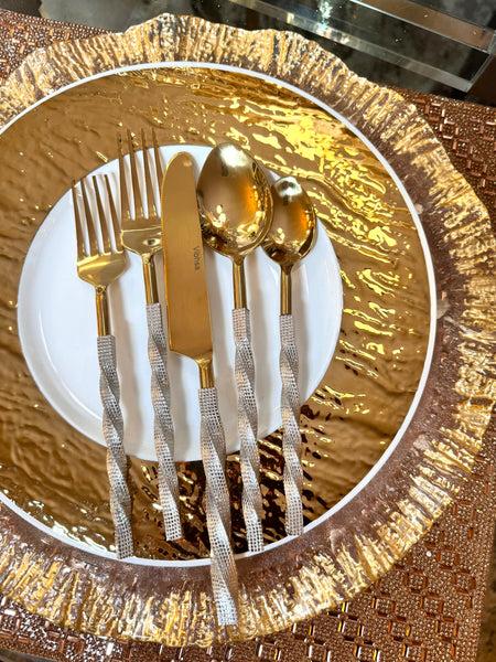 glam style Luxury Gold and Silver Flatware Set of 20