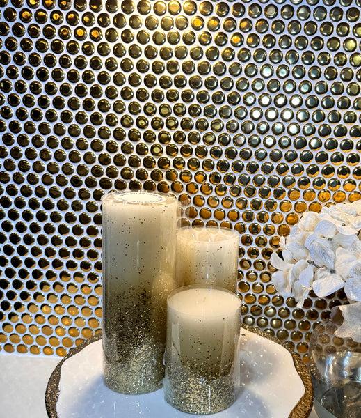 glam style Luxury Sparkle Large Pillar Candle Set of 3