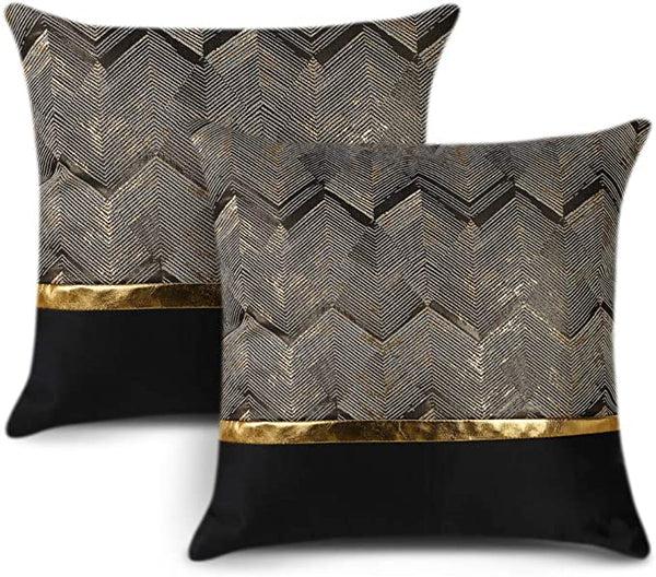 Glam Style Luxury Throw Pillow Cover With Gold Accent