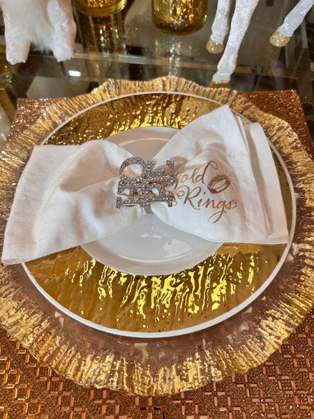 Glam Style Luxury White And Gold Shiny Dinner Plate