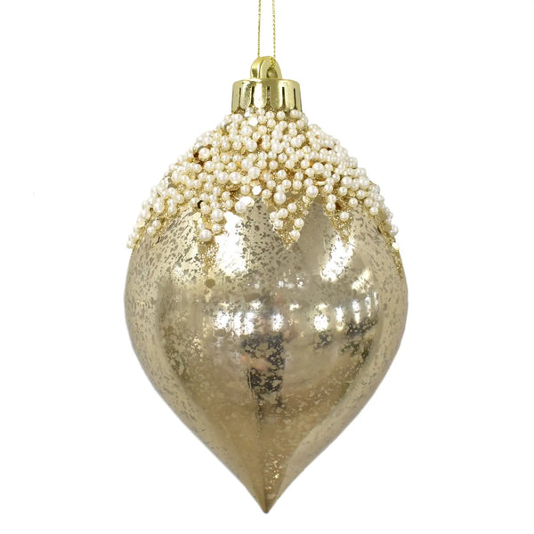 glam style Pearl Icing Ornament Finial 6’’ - Light Gold