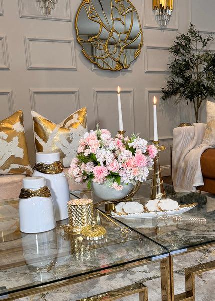 glam style Pink Peony Carnation and Hydrangea Bouquet