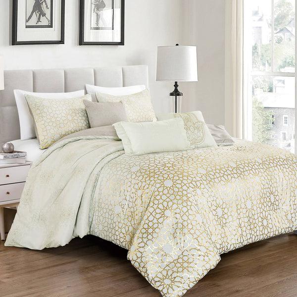glam style Royal Gold Jacquard Comforter - 6 Piece Set (Case Pack): King
