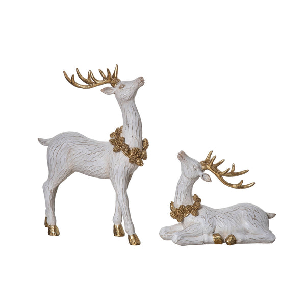 glam style SALE 12.25" Holiday Reindeer Figurine Gold Accents Set 2