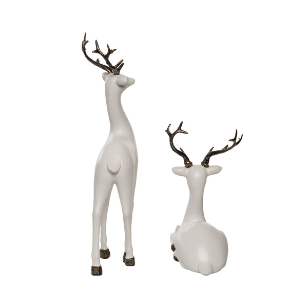 Glam Style SALE Resin 13" White Christmas Reindeer Glitter Accent Set 2