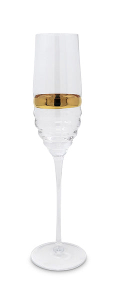 Glam Style Set Of 6 Glasses With Linear Design And Gold Stripe