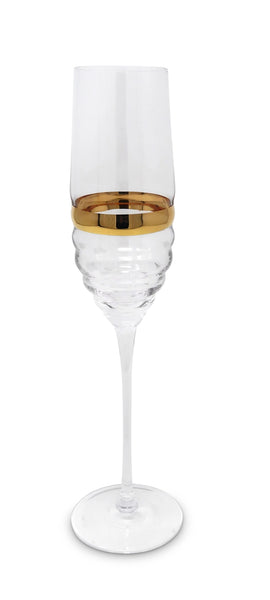 glam style Set of 6 Glasses with Linear Design and Gold Stripe