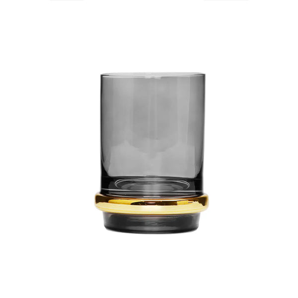 Glam Style Set Of 6 Tumblers Tinted Black With Gold Base