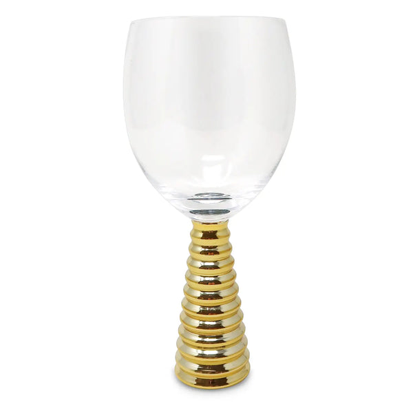 Glam Style Set Of 6 Water Glasses With Gold Design Stem