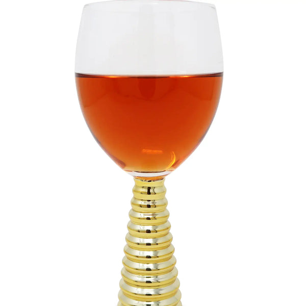 glam style Set of 6 Water Glasses with Gold Design Stem