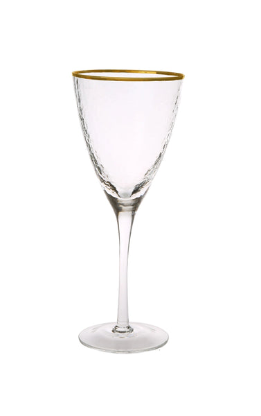glam style Set of Six Wine Glasses with Simple Gold Design