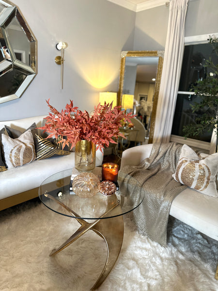 Glam Style Throw Pillow Covers 18x18 Set Of 1 Beige Sequin Embroidery Pumpkin Pillow Cases