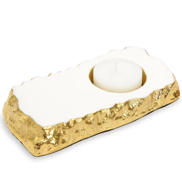 glam style White Marble Tea Light Holder Gold Edged