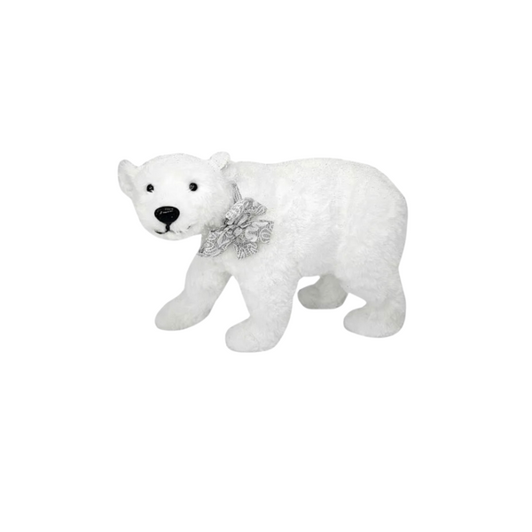 glam style White Super Plush Faux Fur Polar Bear 10"