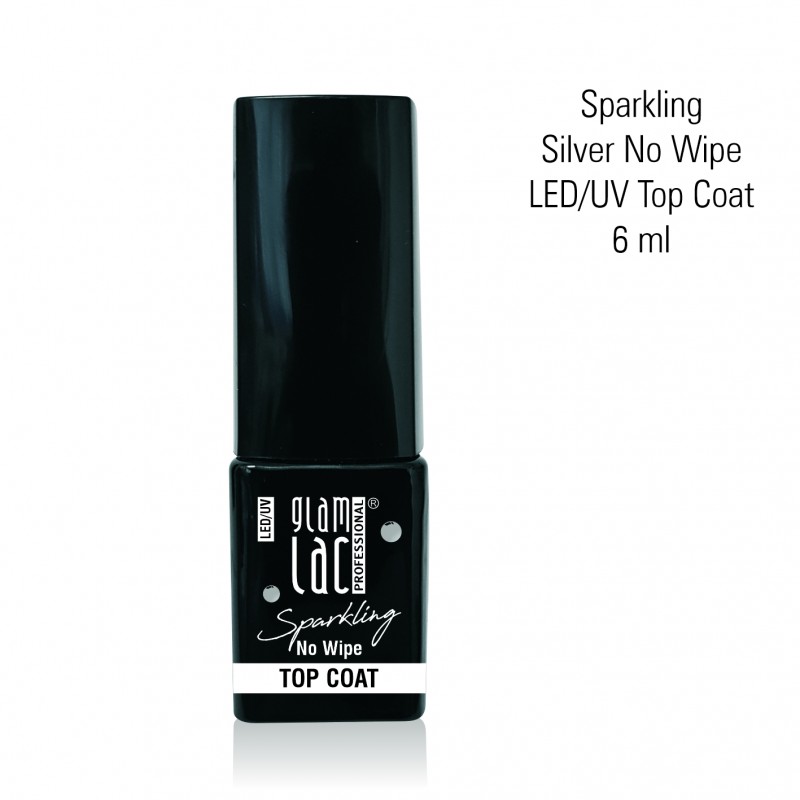 glamlac 6 ml Sparkling SILVER No Wipe Led/UV Top Coat
