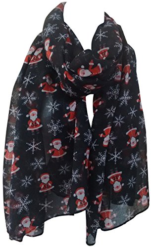 Glamlondon Christmas Santa Claus Scarf Snowflake Father Xmas Printed Womens Scarves