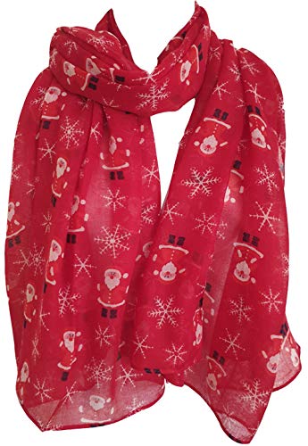 Glamlondon Christmas Santa Claus Scarf Snowflake Father Xmas Printed Womens Scarves