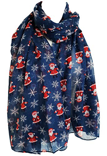 glamlondon Christmas Santa Claus Scarf Snowflake Father Xmas Printed Womens Scarves