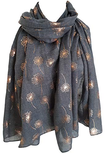 Glamlondon Dandelion Scarf Glitter Dandelions Flower Print Fashion Ladies Womens Classy Party Wrap