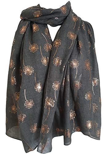 Glamlondon Dandelion Scarf Glitter Dandelions Flower Print Fashion Ladies Womens Classy Party Wrap