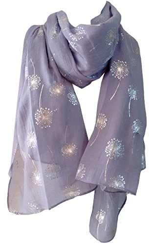 glamlondon Dandelion Scarf Glitter Dandelions Flower Print Fashion Ladies Womens Classy Party Wrap