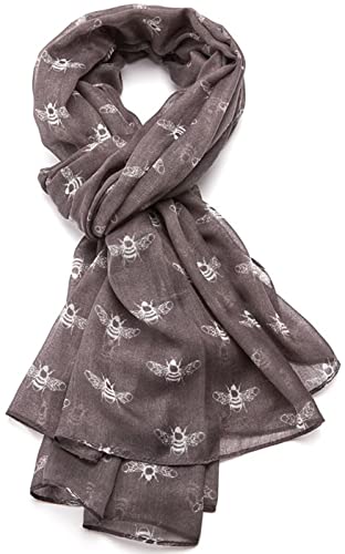 Glamlondon GlamLondon Bumble Bee Print Scarf Ladies Lightweight Fashion Oversize Wrap