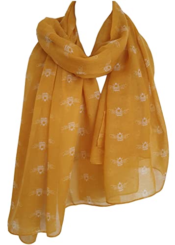 Glamlondon GlamLondon Bumble Bee Print Scarf Ladies Lightweight Fashion Oversize Wrap