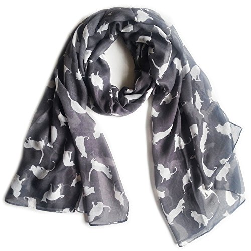 Glamlondon GlamLondon Cat Print Scarf Ladies Fashion Animal Print Soft Kitty Kitten Shawl Wrap