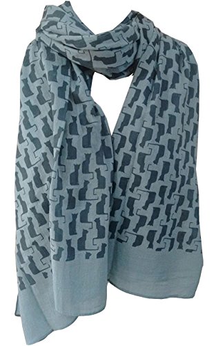 Glamlondon GlamLondon Cats Pattern Scarf Big Size Kitty Cat Animal Printed Women Viscose Mix Wrap