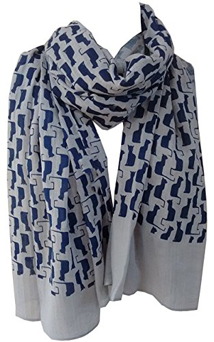 Glamlondon GlamLondon Cats Pattern Scarf Big Size Kitty Cat Animal Printed Women Viscose Mix Wrap