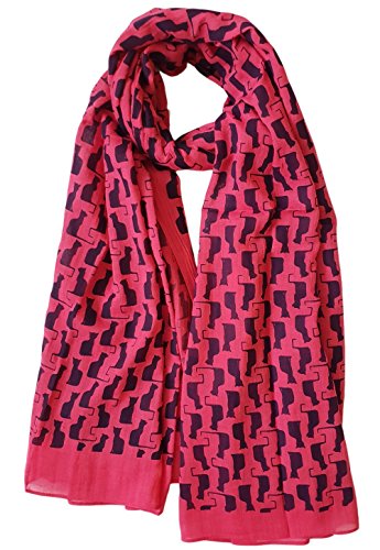 glamlondon GlamLondon Cats Pattern Scarf Big Size Kitty Cat Animal Printed Women Viscose Mix Wrap