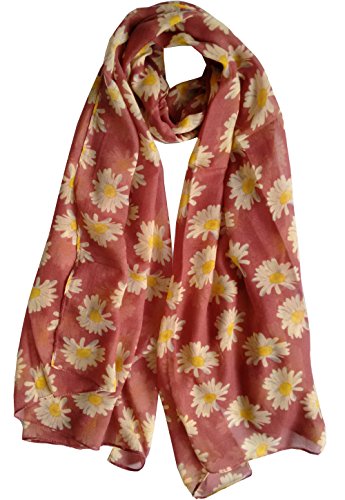 Glamlondon GlamLondon Daisy Flower Scarf Womens Floral Printed Large Soft Shawl Ladies Wrap
