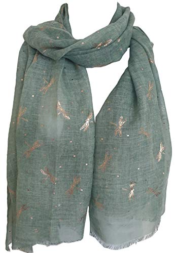 Glamlondon GlamLondon Dragonfly Pattern Scarf Shawl Latest Glitter Rose Gold Foil Dragonflies