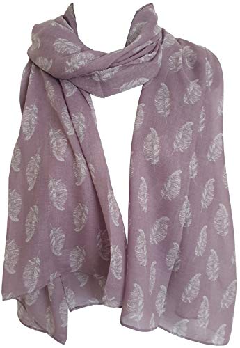 Glamlondon GlamLondon Feather Print Scarf Womens Floating Light Fashion Shawl Wrap