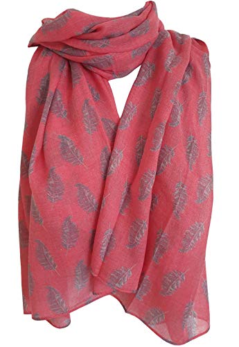 glamlondon GlamLondon Feather Print Scarf Womens Floating Light Fashion Shawl Wrap