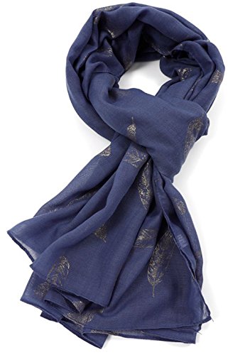 Glamlondon GlamLondon Feathers Scarf Rose Gold Glitter Foil Feather Print Ladies Party Wedding Fashion Wrap