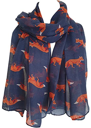 glamlondon GlamLondon Fox Print Scarf Large Size Fashionable Cute Foxes Animal Printed Women Wrap