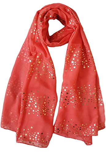 Glamlondon GlamLondon Galaxy Scarf Rose Gold Glitter Foil Stars Print Ladies Party Wedding Fashion Wrap