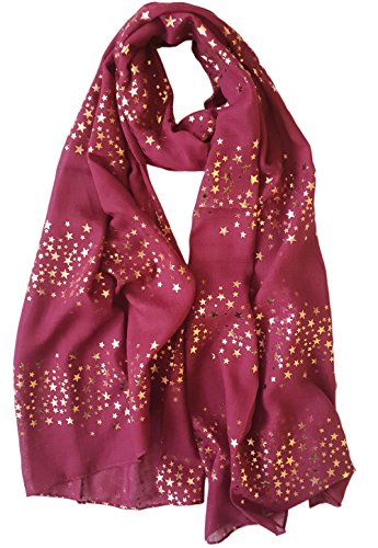Glamlondon GlamLondon Galaxy Scarf Rose Gold Glitter Foil Stars Print Ladies Party Wedding Fashion Wrap